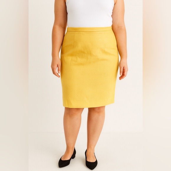 Kasper Women's Yellow Pencil Skirt - Picture 1 of 6